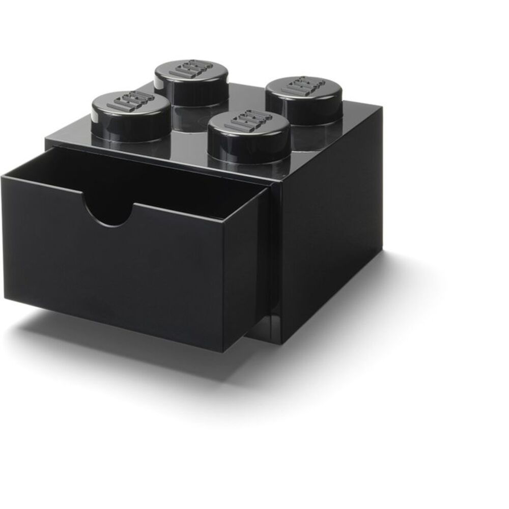 LEGO Stackable Storage: Desk Drawer with 4 Knobs, Black COLLECTIBLES
